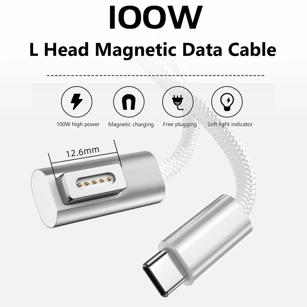 

USB C PD 100 Вт Кабель для быстрой зарядки Тип C Magsafe 1/2, Кабель-адаптер для MacBook Air/Pro, преобразователь для быстрой зарядки, зарядный шнур