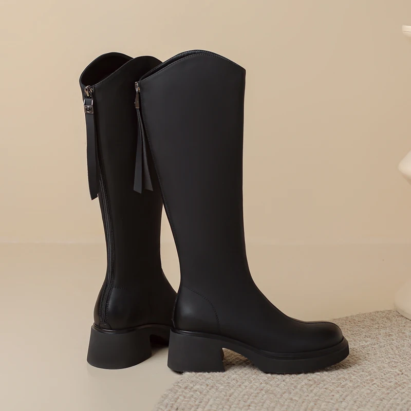 AUTUSPIN 34–40 длинные сапоги для женщин зимняя обувь модные классические однотонные