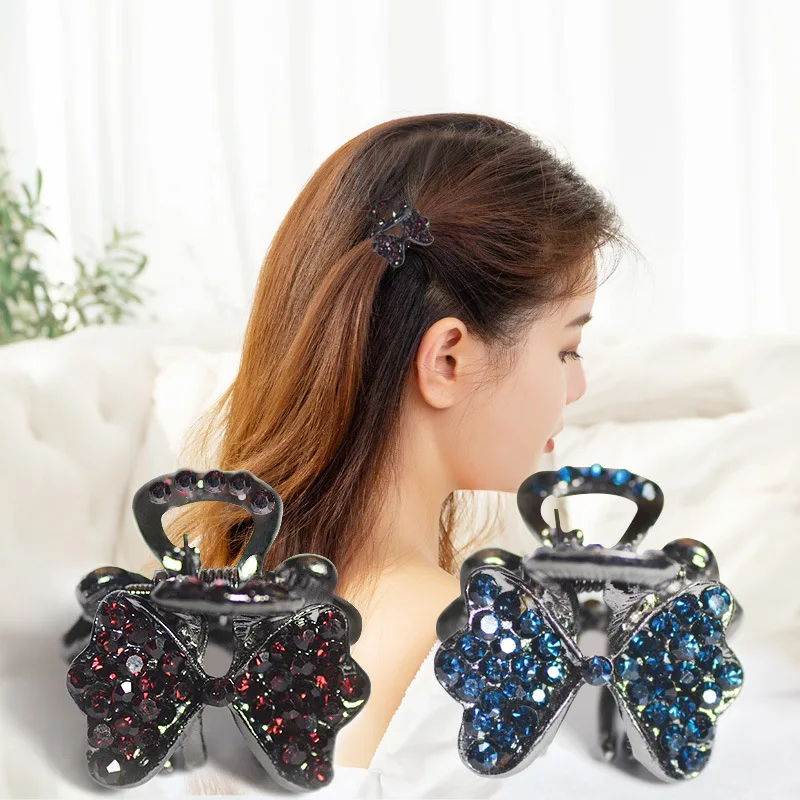 

Mini Swan Rhinestone Hair Claw For Women Retro Diamond Crown Bowknot Hair Grip Small Hairpins Girl Hair Accessories