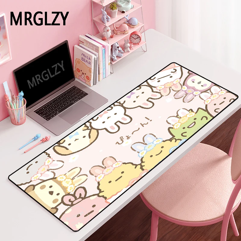 

Большой геймерский белый коврик для мыши MRGLZY с милыми животными, ковер, игровые аксессуары для ноутбука Genshin, ударопрочный коврик для мыши, Настольный коврик для Csgo, LOL