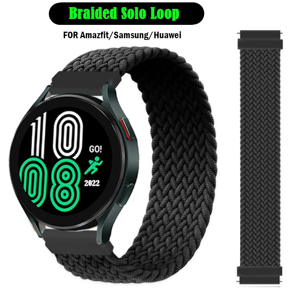 

Ремешок для Samsung Galaxy watch 4 3 5 pro active 2 Gear S3, плетеный соло браслет, браслет для Huawei watch GT 2 3, 20 мм 22 мм