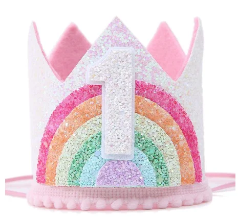 

Felt Rainbow Princess Girl Birthday Crown 1st 2nd 3rd Happy Birthday Party Decor Kid Girl Rainbow Unicorn Birthday Hat Babyshowr