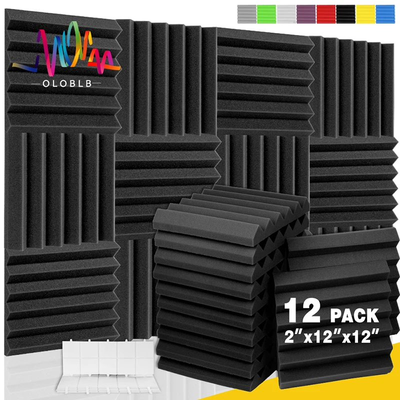 

Acoustic Foam Panels 12Pack Studio Soundproofing Wall Tiles Acoustic Treatment Foam Fire Retardant High Density Wedge Foams