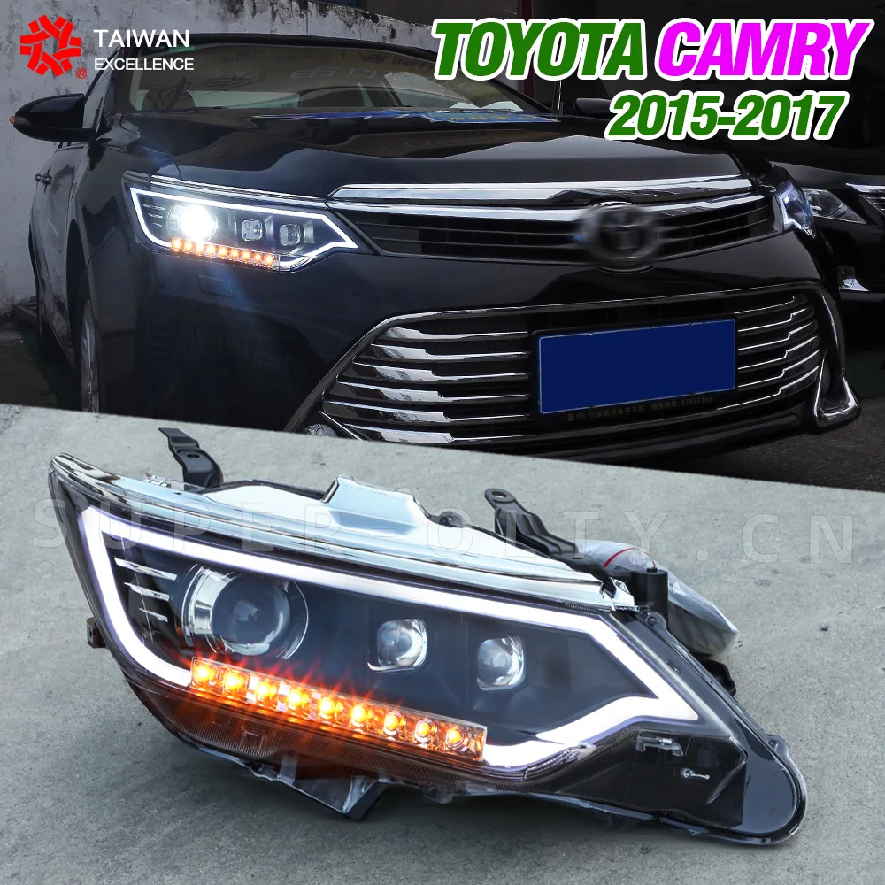 

Светильник ры, передние фары для 2015-2017 CAMRY toyota, подходящие светодиодный ные фары, с дневными ходовыми огсветильник, автомобильные аксессуары
