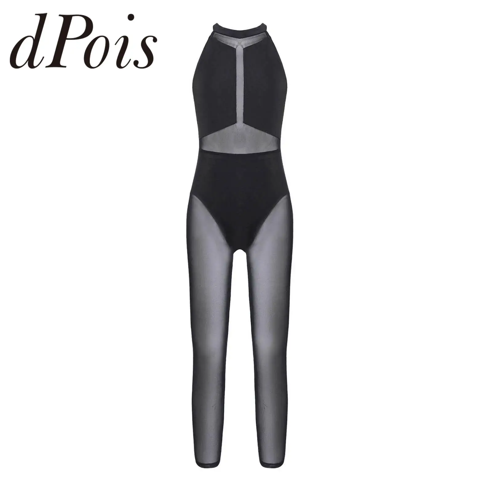 

Children Kids Girls Sleeveless Open Back Mesh Splice Ballet Dance Jumpsuit Gymnastics Leotard for Girl Sport Bodysuit Dancewear