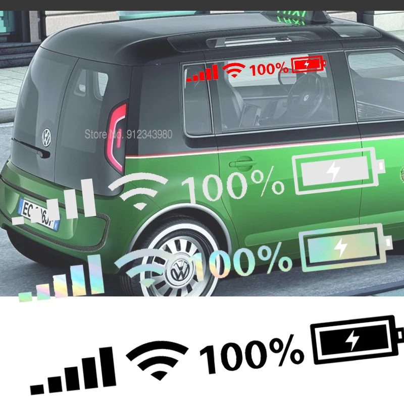 

Wifi Battery Level Mark Car Vinyl Stickers Decals Car Rear Windshield Body Auto Funny Sticker Silver White Reflective Type