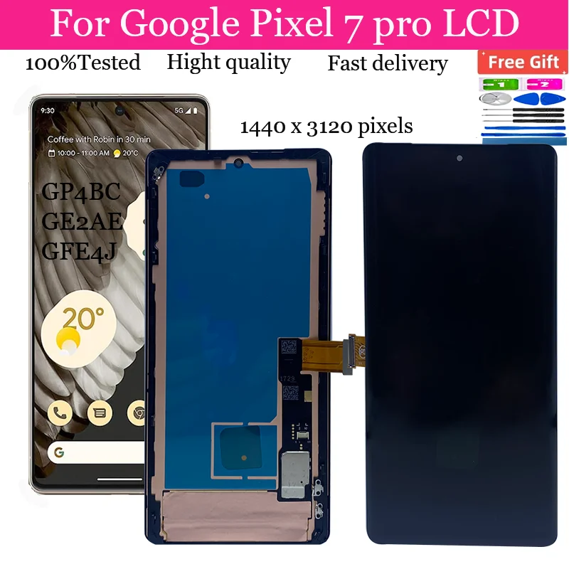OLED-дисплей 7 Pro 100% протестирован для Google Pixel GP4BC GE2AE ЖК-дисплей с рамкой