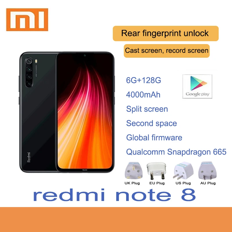 

Smartphone mobile phone Xiaomi Redmi Note 8 128G original Global Firmware Full Netcom Rear Fingerprint Dual SIM