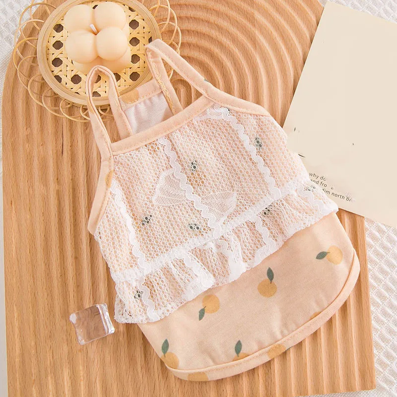 

Кружевная Одежда для собак, подтяжки с принтом, костюм для щенков на весну и лето, ошейник для собак