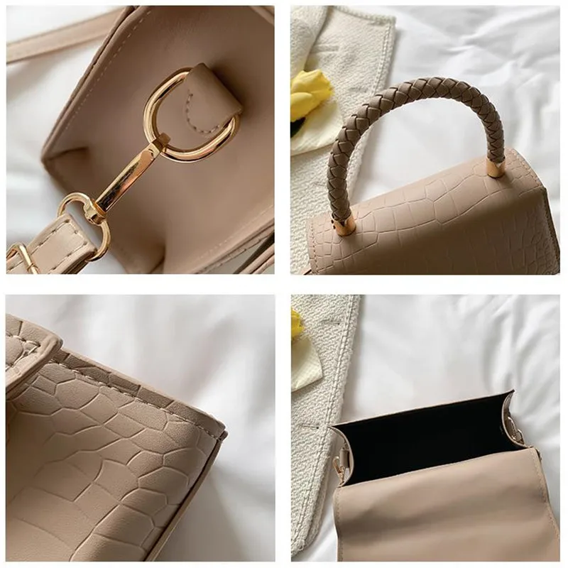 2023 Solid Pu Leather Shoulder Bag Fashion Designer Handbags Top Handle Bags For Women Casual Crossbody Bags Vintage Square Bag