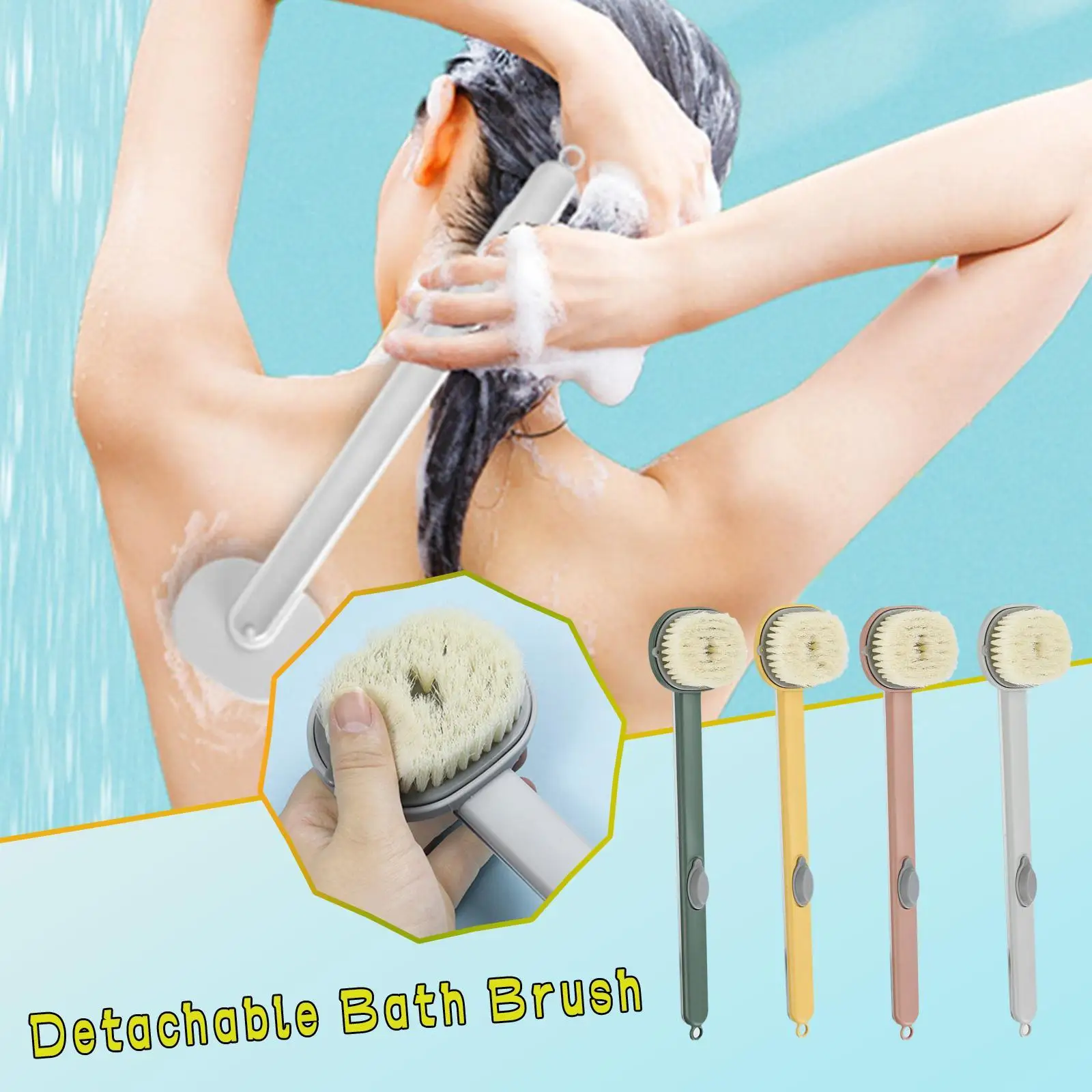 

Multifunctional Detachable Bath Brush Back Body Bath Shower Sponge Scrubber Brushes With Long Handle Massager Bathroom Brush NEW