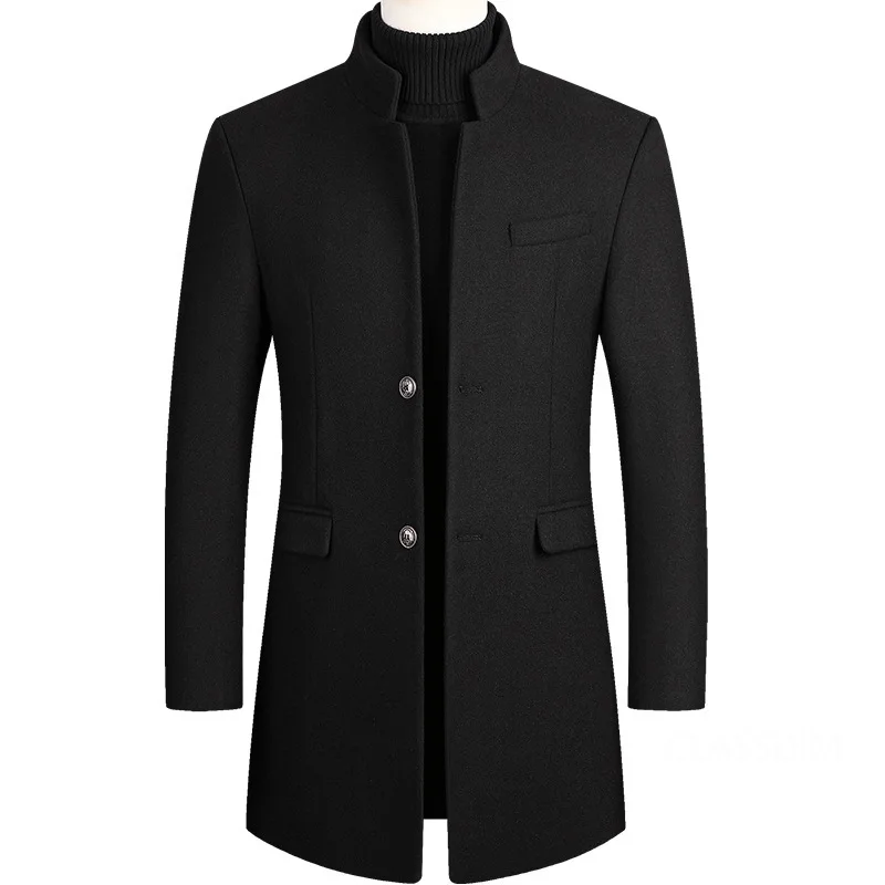 

Тренчкот мужской длинный, кашемировая шерстяная куртка, теплая длинная верхняя одежда, деловой Повседневный плащ, размеры 4XL, зима