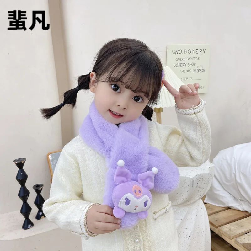 

Милый плюшевый Детский шарф Sanrio Kuromi My Melody Cinnamoroll с мультяшным принтом, утолщенный ветрозащитный и теплый шарф