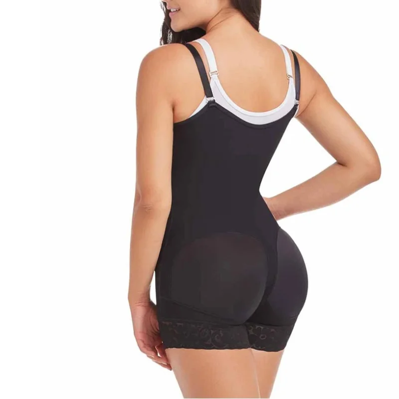 Women'S Bodyshaper Butt Lifter Open Bust Tummy Control Hook And Eye Closure Adjustable Thin Shoulder Strap Lace Shapewear