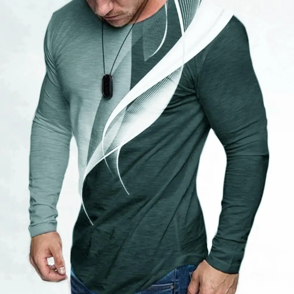 

Fashionable Abstract Men T-shirt Breathable Soft Spring T-shirt All MatchIrregular Hem T-shirt O Neck Long Sleeve T-shirt 2022