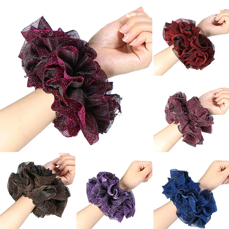 

Эластичные резинки для волос для девушек и женщин, блестящий держатель для конского хвоста, большие Завязки для волос, кольцо, веревка, головной убор, аксессуары для волос