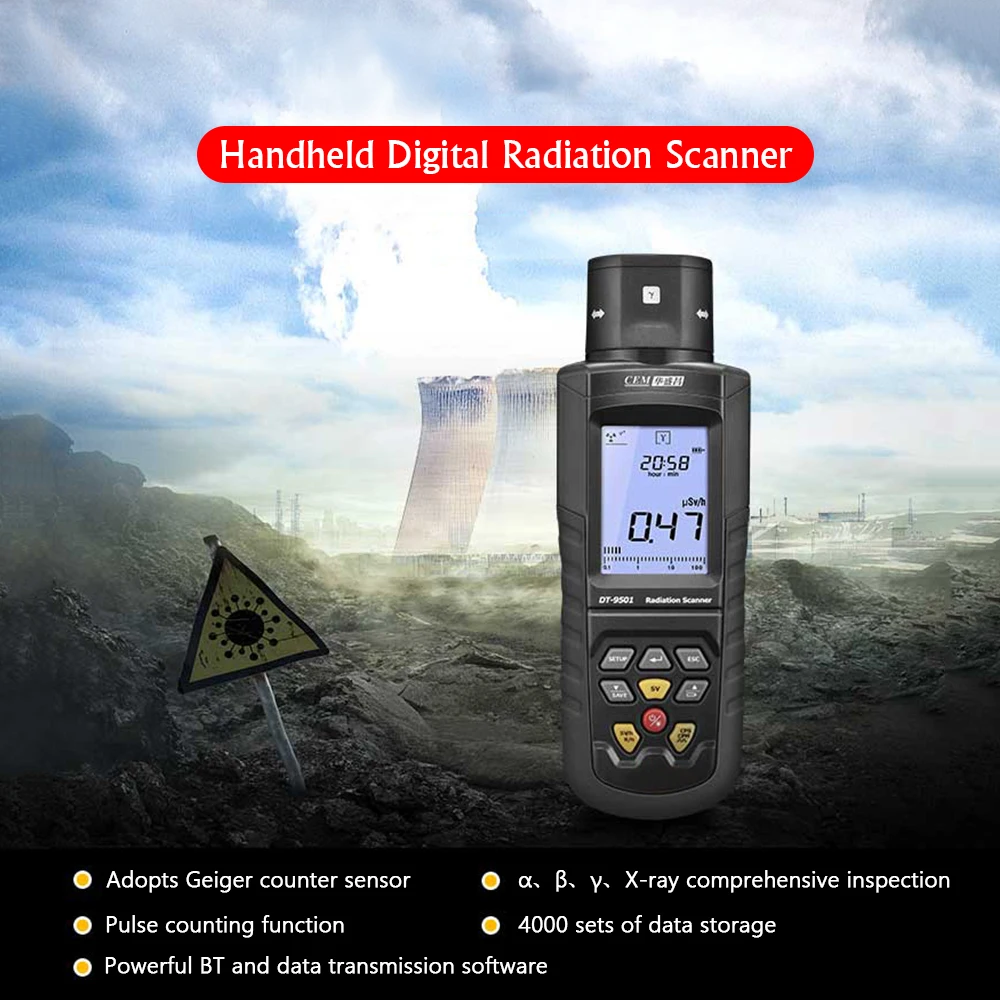 

CEM DT-9501 Multifunctional Digital Radiation Scanner Reactor Geiger Counter Radiation Detector Radiate Inspection Instrument