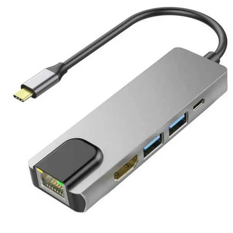 

Портативный Usb-адаптер для передачи данных, внешний разветвитель для Macbook, 100 Вт, 5 в 1, компьютерные аксессуары, универсальный Type-c
