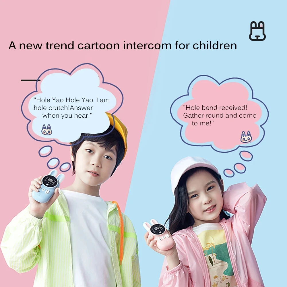 2PCS Children's Walkie Talkie Kids Mini Toys Handheld Transceiver 3KM Range Radio Lanyard Interphone Walkie Baby Christmas Gift