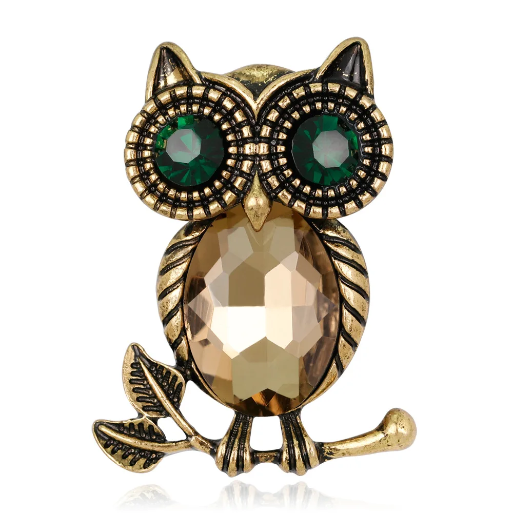 

Vintage Owl Brooch Corsage Scarf Clip Crystal Brooches Lapel Pin Broches Jewelry Women Men Lady Sweater Hats Buckles