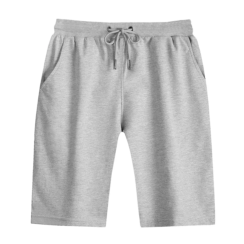 

New Summer Causal Shorts Men 100% Cotton Breeches Sports Fitness Beach Solid Oversize Shorts Elastic Waist Knee Length Pants 5XL