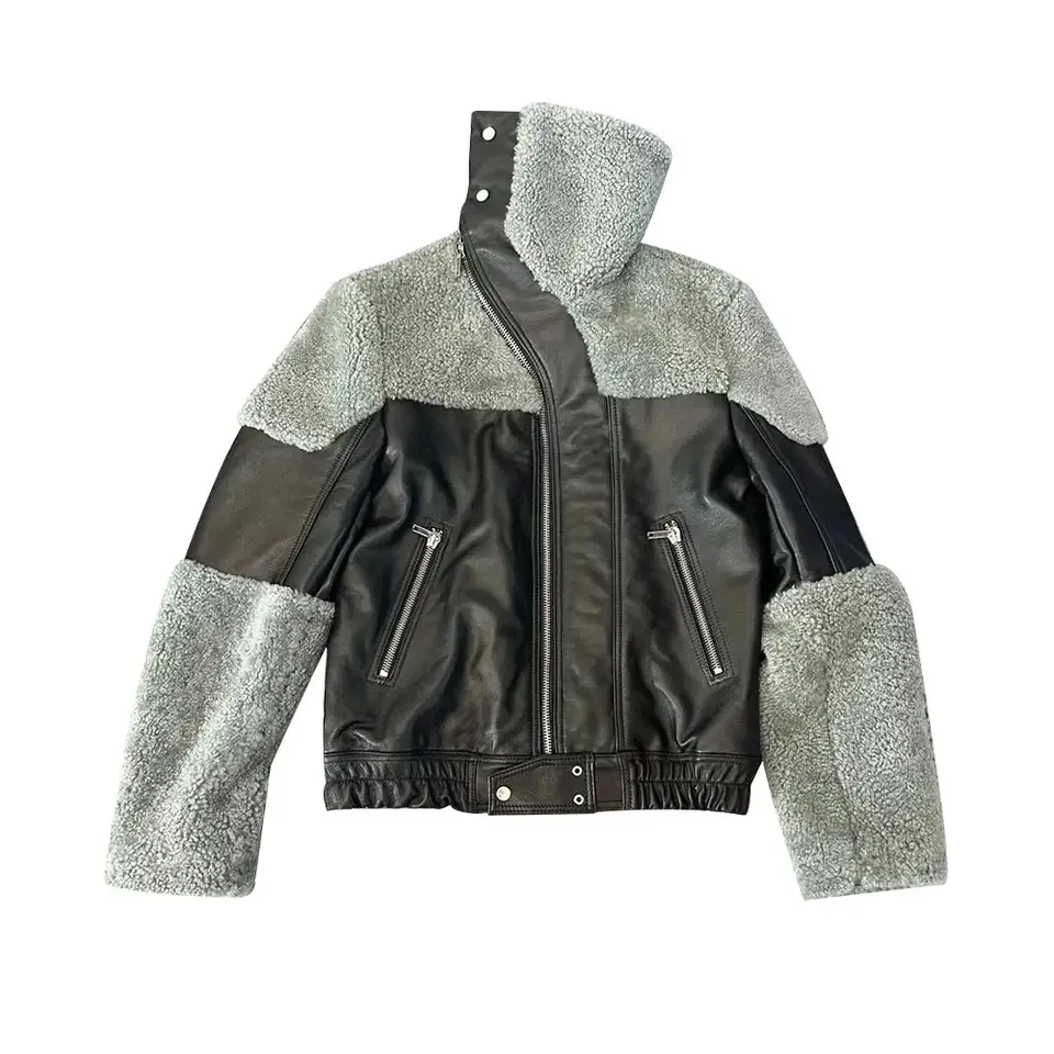 NIGO Мужская и женская кожаная куртка с лоскутным воротником модная уличная крутая