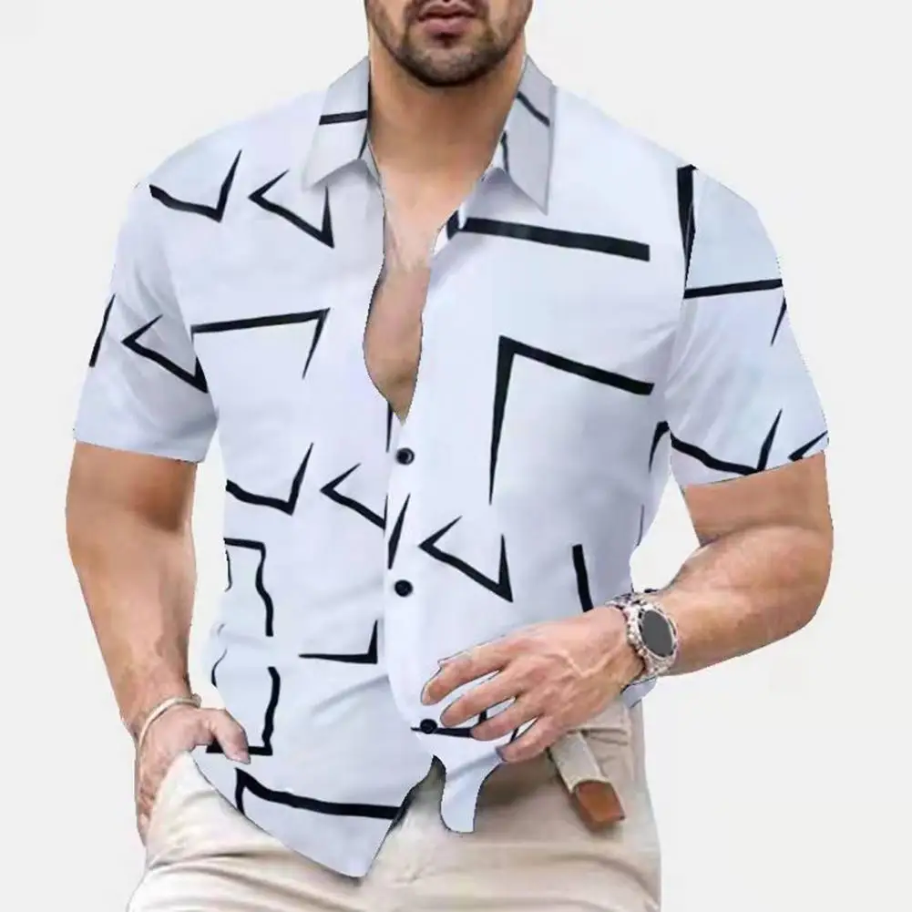 

Simple Terrific Turn-down Collar Summer Top Button Shirt Formal for Dating