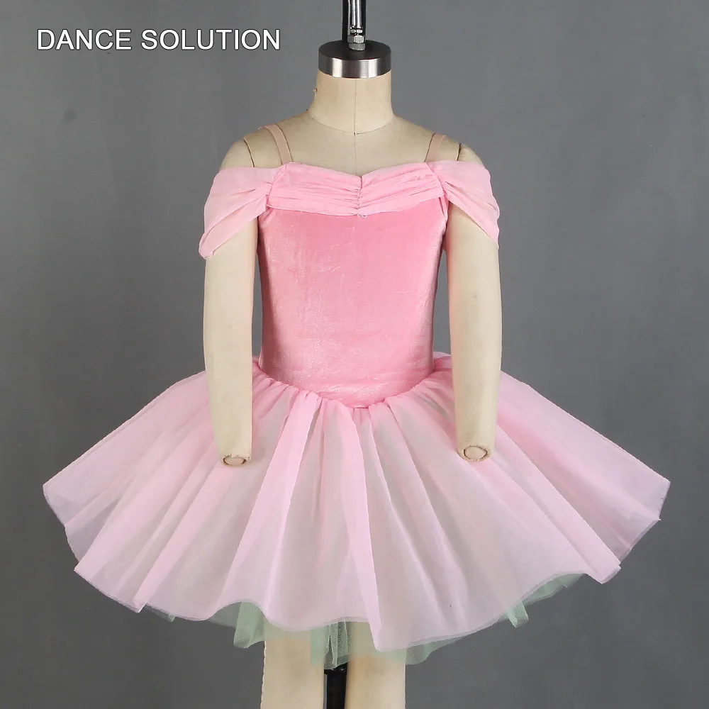 

Pink Sky Blue Ballet Performance Tutu Costume Off-shoulder Ballet Tulle Dress Competition Dancewear for Women & Girls 21049