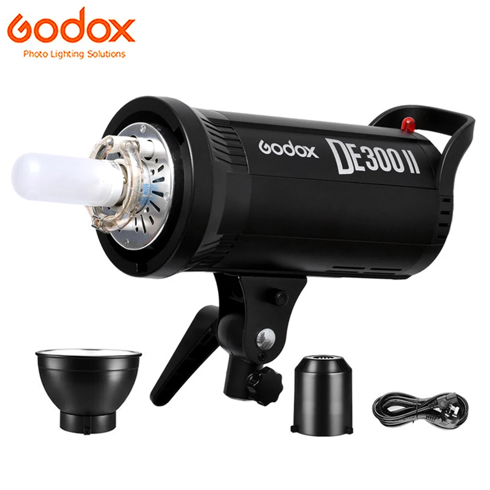 Студийная Вспышка Godox DE300II 300Ws 2,4G GN65, стробоскоп для фотосъемки, 300 Вт, лампа с креплением Bowens, отражатель