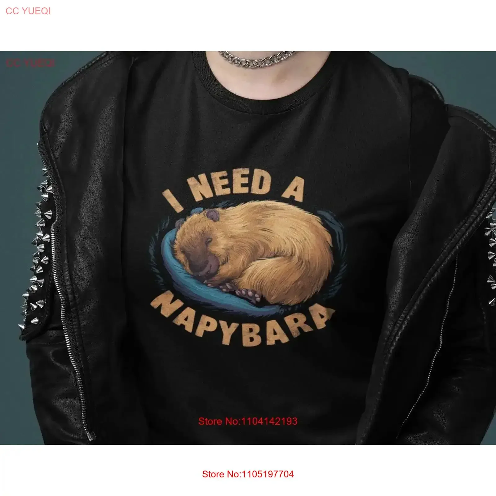 Фото Очаровательная футболка «I Need a Napybara Capybara Nap», милый сонный для любителей животных, винтажный стираный топ для повседневной носки, мягкий мужской №1