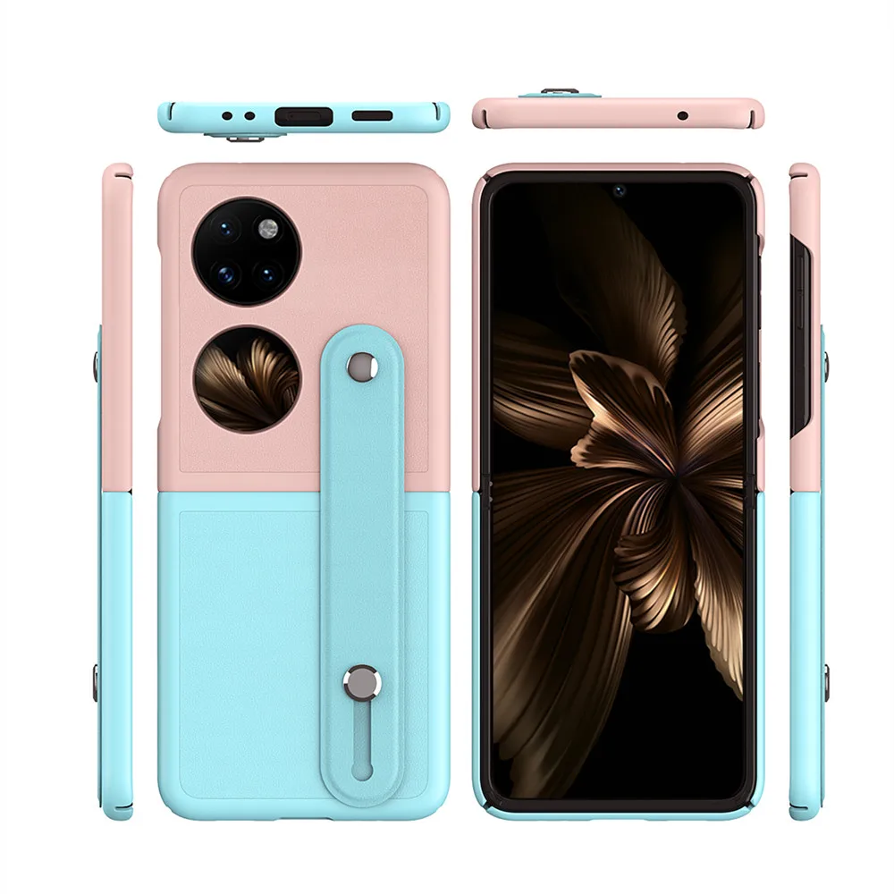

Shockproof Phone Case for Huawei P50 Pocket Cover Coque on for Huawei P50pocket Etui Luxury With Wrist Strap Slim Fit Back Cover