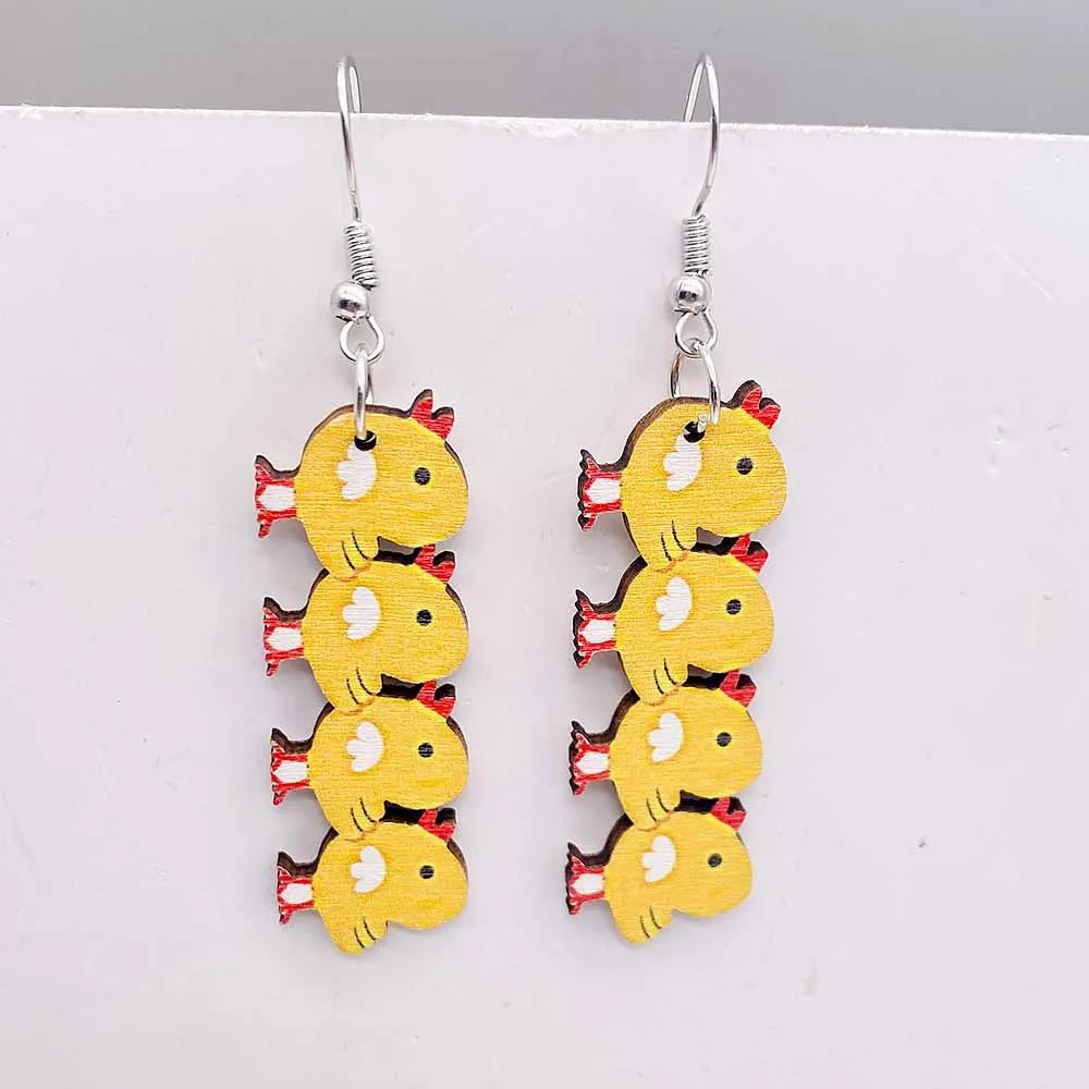 Новые Пасхальные деревянные висячие серьги в виде кролика для женщин красочные