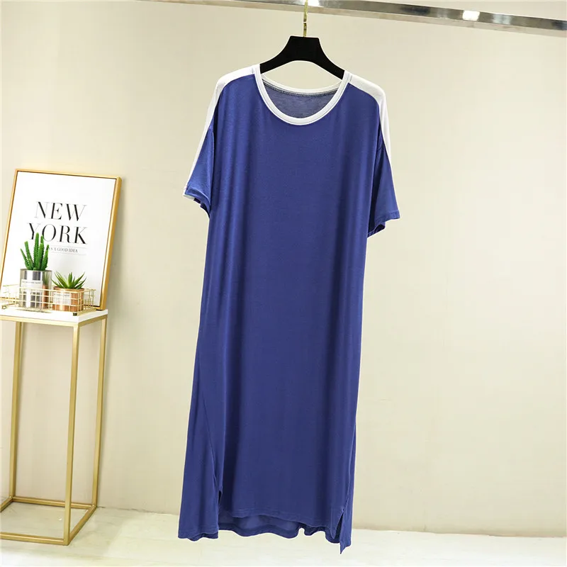 Длинная футболка из вискозы ночная рубашка для пожилых людей женское платье сна |