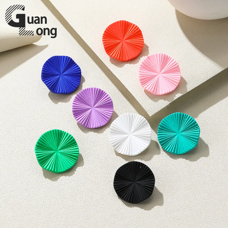 

GuanLong New Fashion Large Stud Earrings for Women Geometric Round Resin Big Earring Party Cute Korean Exquisite Pink Brincos