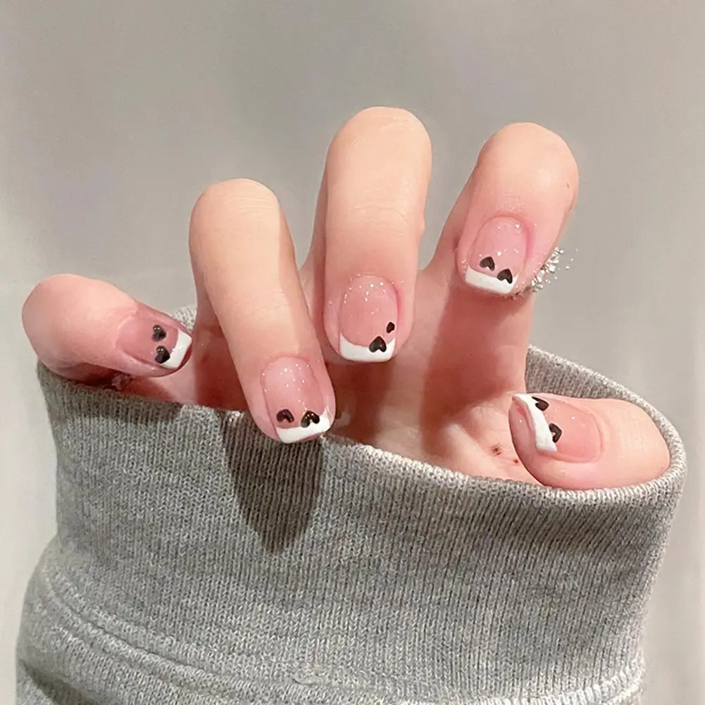 Накладные ногти со съемными короткими круглыми/квадратными блестками 24 шт. |