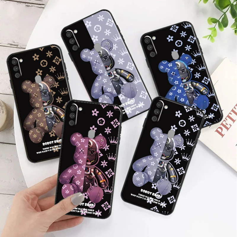 

Luxury Mechanical Bear Phone Case For Samsung Galaxy M11 Black Funda Bumper Ultra-Thin Carcasa Coque Silicone Cover