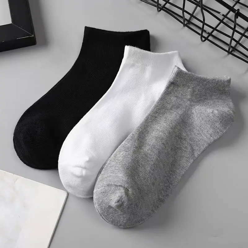 Unisex Socks Low Cut Breathable Sports Boat Sock Solid Color Comfortable Cotton Ankle Casual Sock White Black Mens Socks 5 Pairs