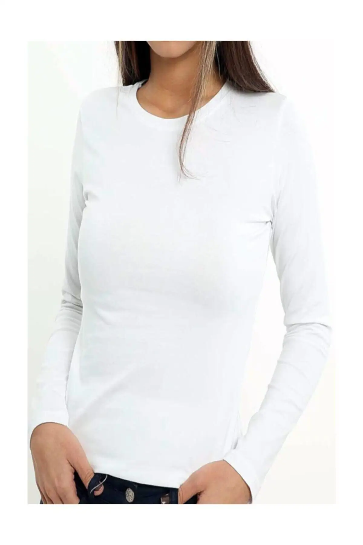 

Women's Bodysuit White Elastane Lycra Cotton Long Sleeve Rompers Jumpsuits shath Skinny Summer Streetwear