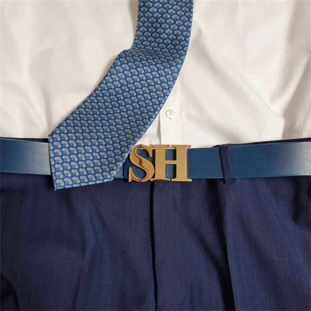 Custom Name Cufflinks Personalized Buttons Men Luxury jewelry stainless Steel Customized Letter Logo belt buckle brooch sets new