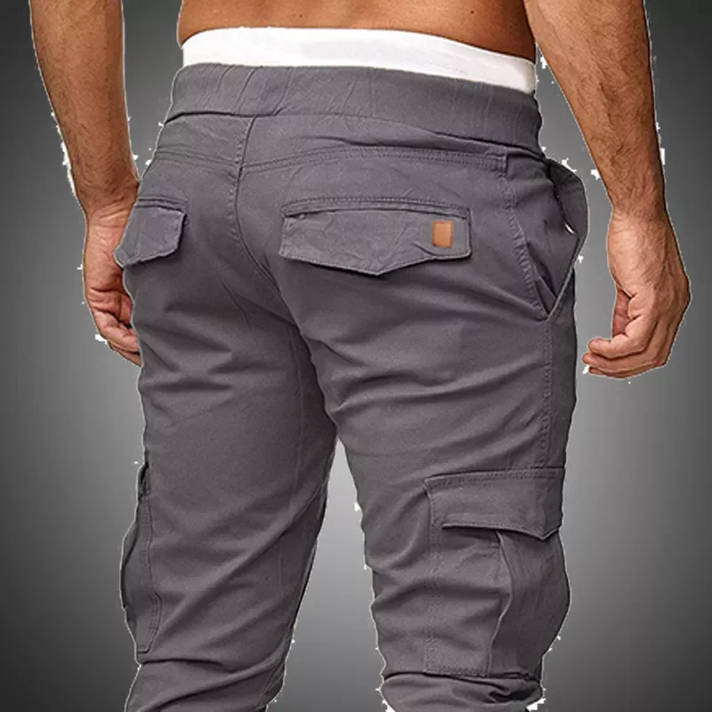 Cargo Pants Drawstring Jogger Chinos Male Work Pants Cotton Trousers Tactical Pants Outdoor Trousers Grey Sweatpants