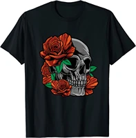 red roses with a skull garden gardener flowers rose t shirt