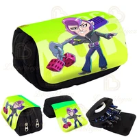 stars print pencil case kids pencil box shoot game canvas stretch double layer large capacity cute school stationery