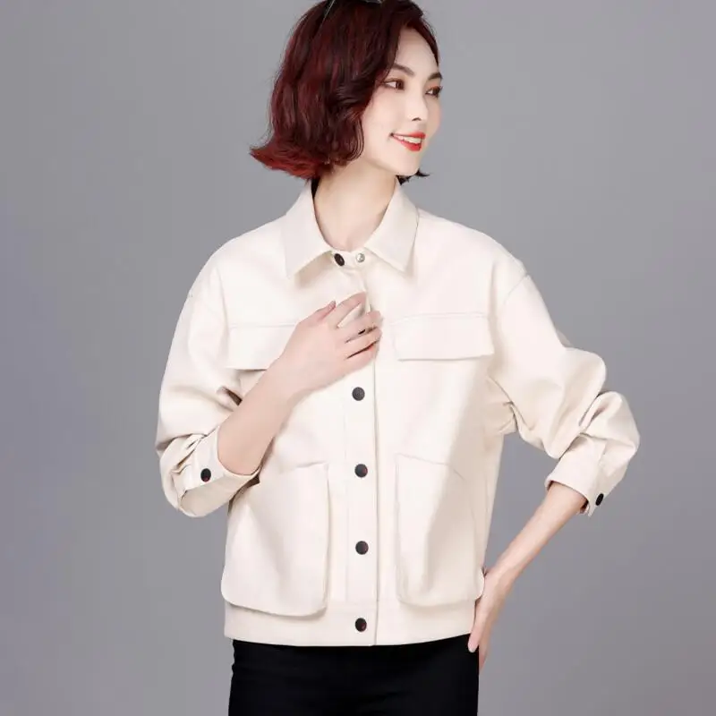 

PU Leather Coat Women Jacket New 2023 Motorcycle Leather Clothing Female Coats Short Slim Spring And Autumn Women's Jackets