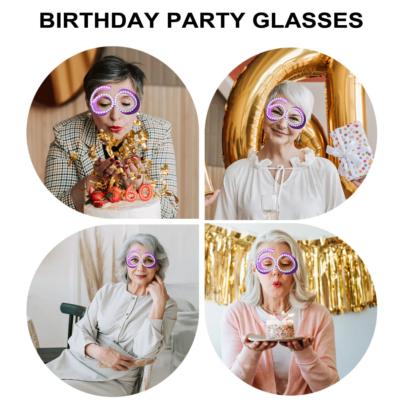 Очки на день рождения новинка реквизит солнцезащитные очки в стиле ретро золотые