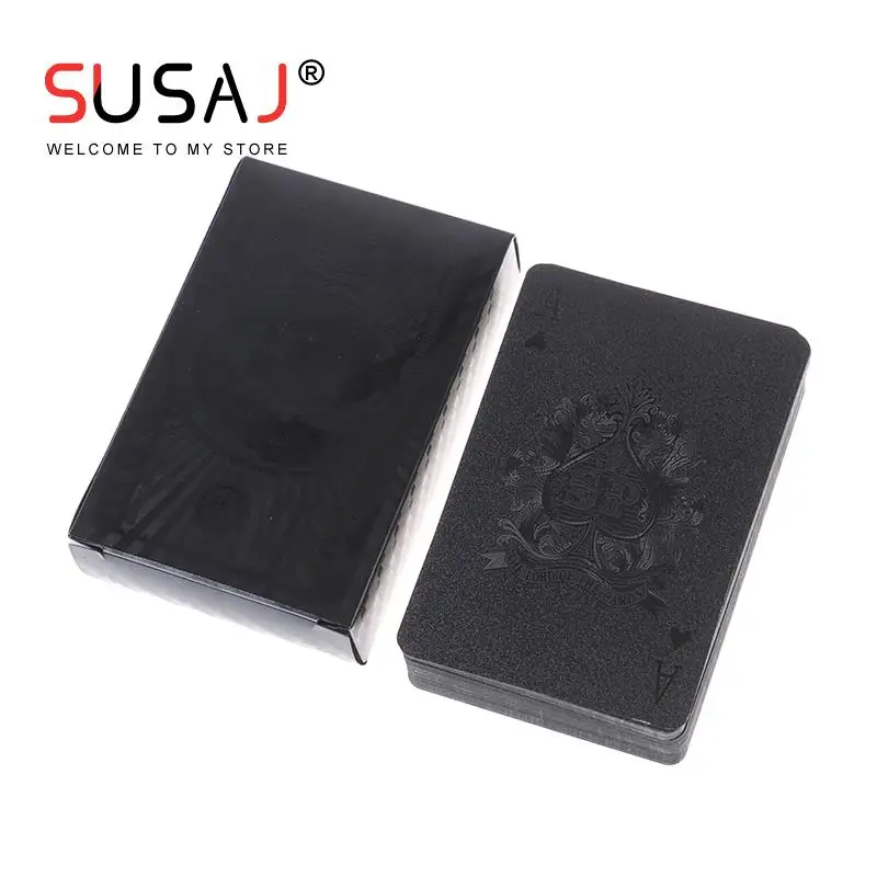 

Золотые игральные карты, настольные игры в покер, пластиковые игральные карты из черной золотой фольги для покера, настольные игры, карты дл...