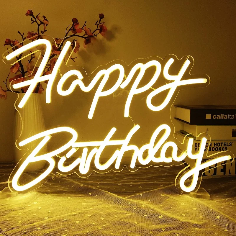 

Happy Birthday USB Powered Neon LED Sign Party Décor Neon Lamp Light Lighting For Birthday Party Decoration Birthday Gifts