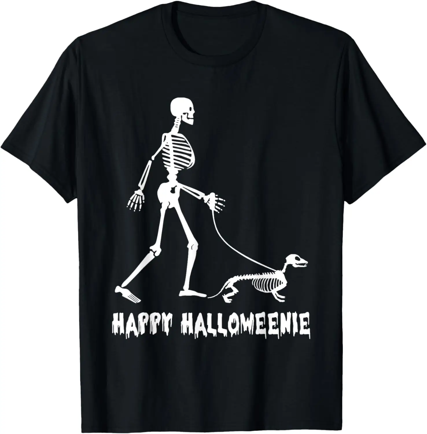 Футболка Happy Halloweenie Skeleton Walking Dachshund Dog на Хэллоуин