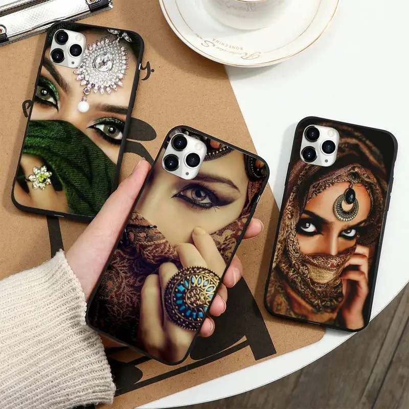

Muslim Islamic Arabic Hijab Face Gril Eyes Phone Case For iphone 12 11 13 7 8 6 s plus x xs xr pro max mini