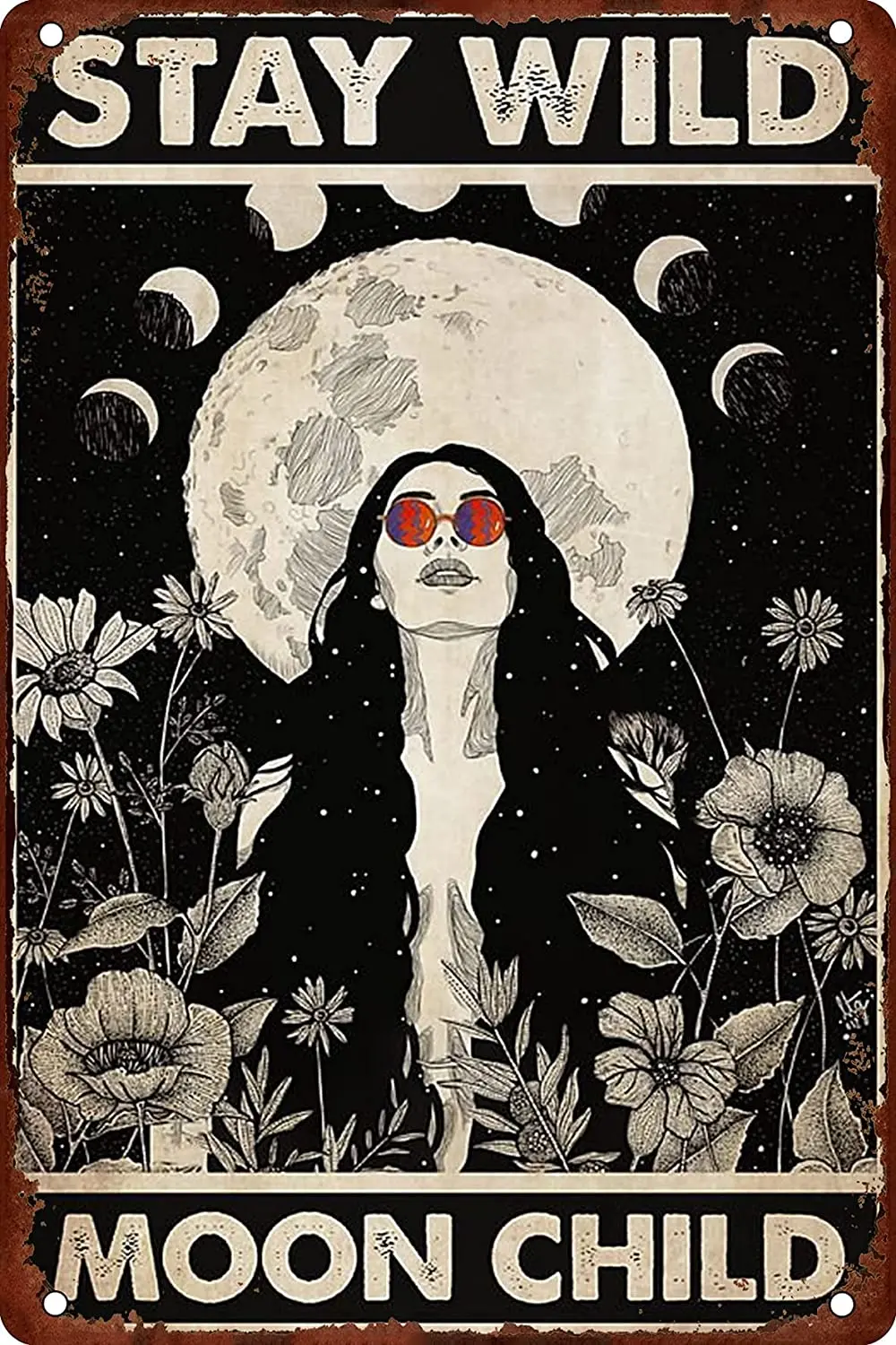 

Винтажный Настенный декор крутая девушка оставающаяся дикая Луна детский металлический жестяной знак винтажный жестяной знак металлическ...