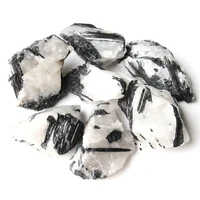 natural quartz crystal minerals specimen white black tourmaline irregular shape rough rock stones reiki healing home decoration